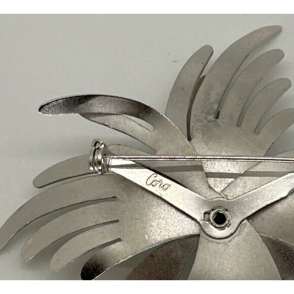 Vintage Coro Brooch Silver-Tone Abstract Starburst Pin Mid-Century Sculptural - Picture 6 of 15